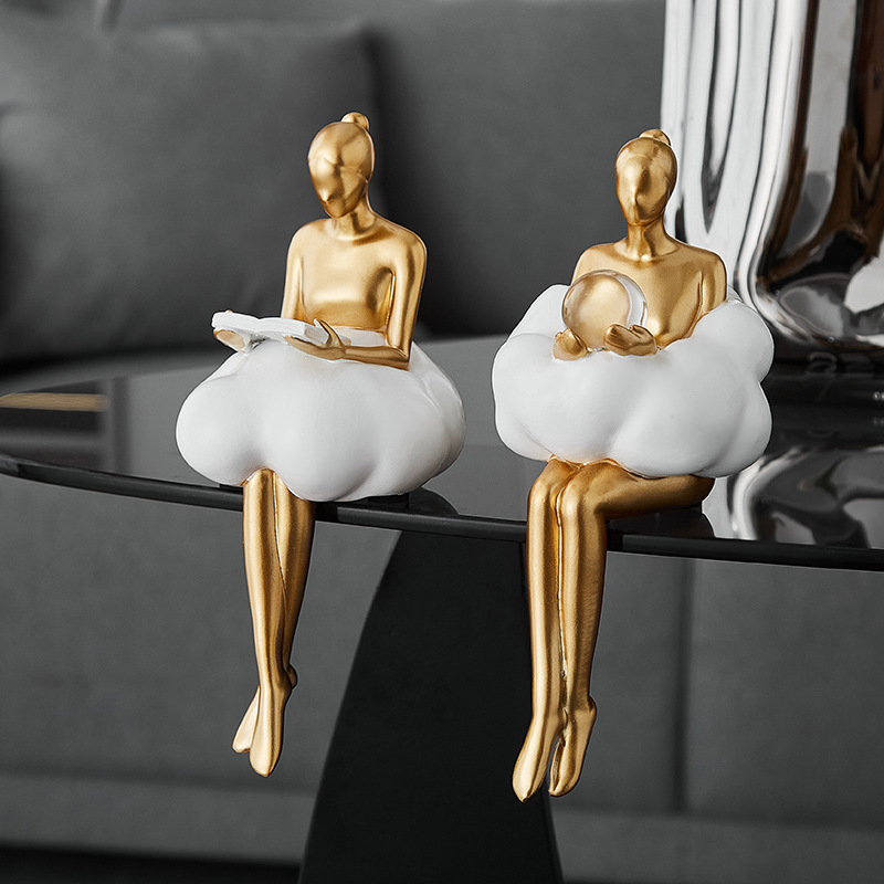 Resin Art Dining Table - تمثال فتاة الباليه على شكل سحابة،