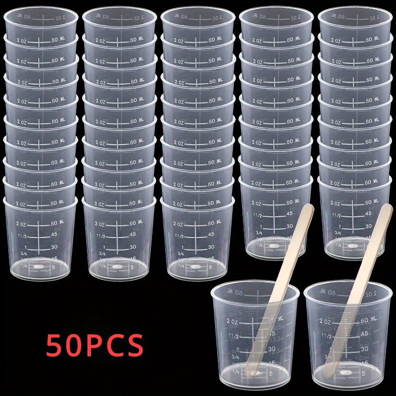 Resin Mixing Cup - 50 قطعة من أكواب الخلط الشفافة