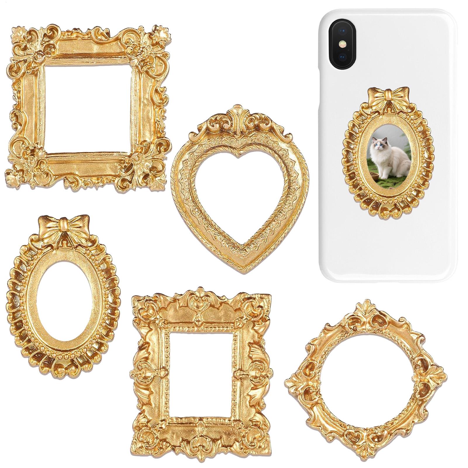 Background Resin Art - 5/9 قطع إطارات صور ذهبية عتيقة،
