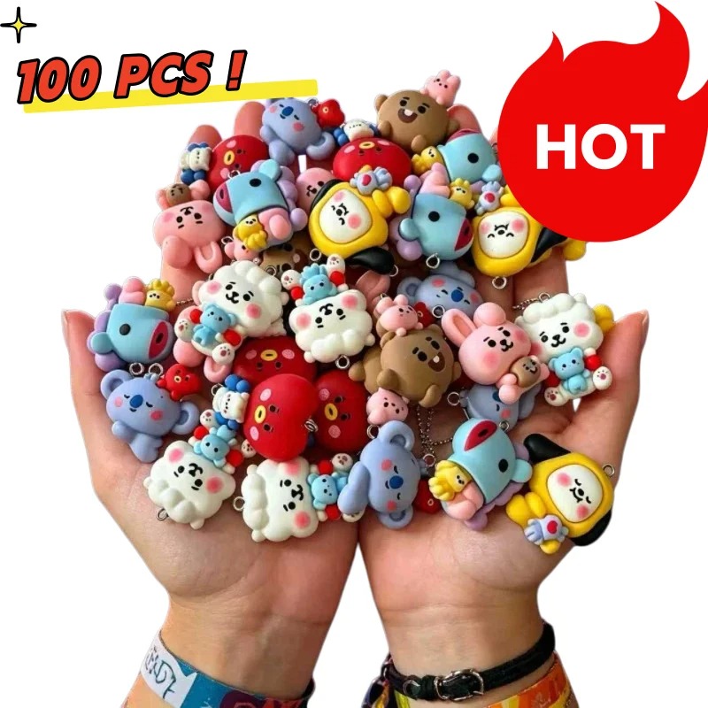Resin Art Engagement - 7 قطع من إكسسوارات BT21 الكرتونية