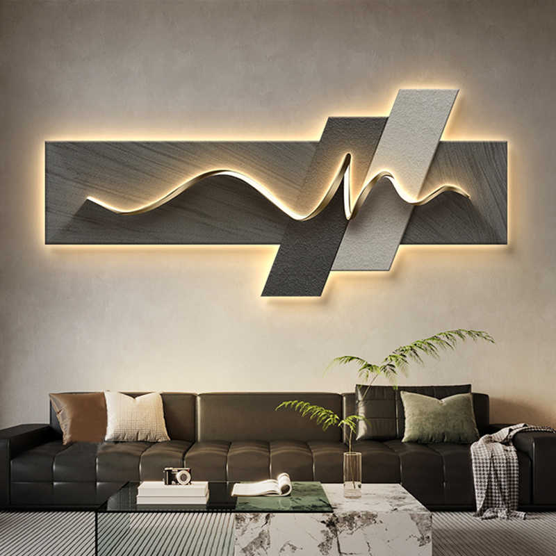 Background Resin Art - لوحة ديكور لغرفة المعيشة مع إضاءة