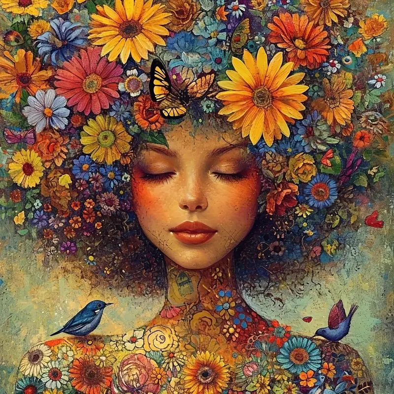 Resin Art Wallpaper - RUOPOTY الفن الماس اللوحة زهرة امرأة