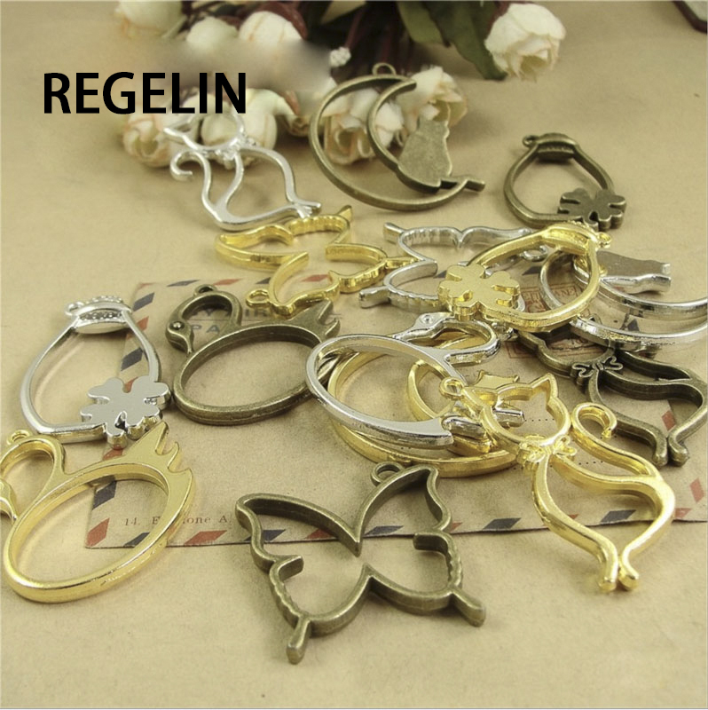 5 قطعة القط القمر شكل الإطار ا - مراجعة Bezels Pendant Resin وسعره
