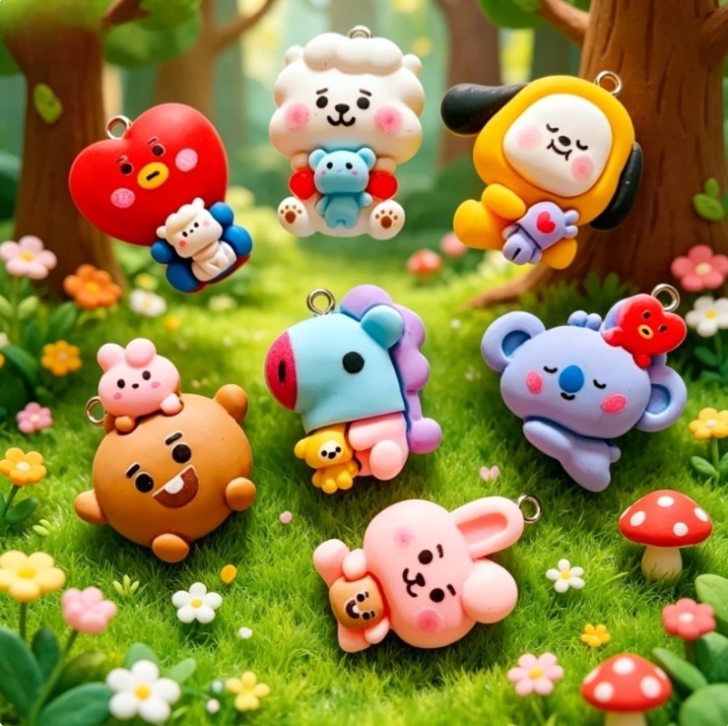 7 قطع من إكسسوارات BT21 الكرتو - مراجعة Resin Art Engagement وسعره
