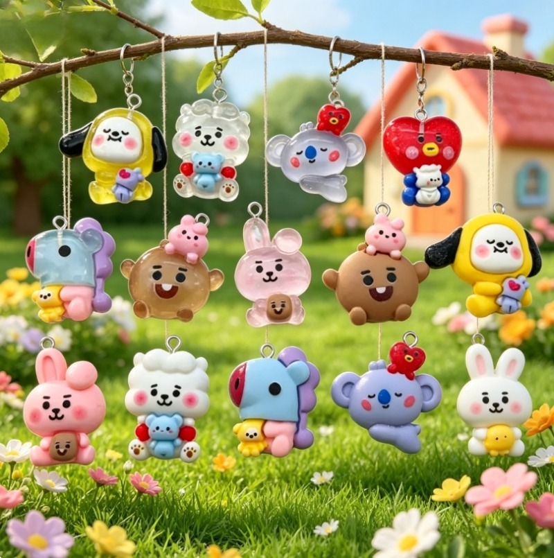7 قطع من إكسسوارات BT21 الكرتو - مراجعة Resin Art Engagement وسعره