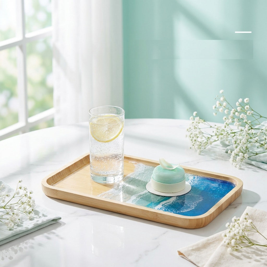 صينية ديكور خشبية من راتنج الإ - مراجعة Resin Art Dining Table وسعره