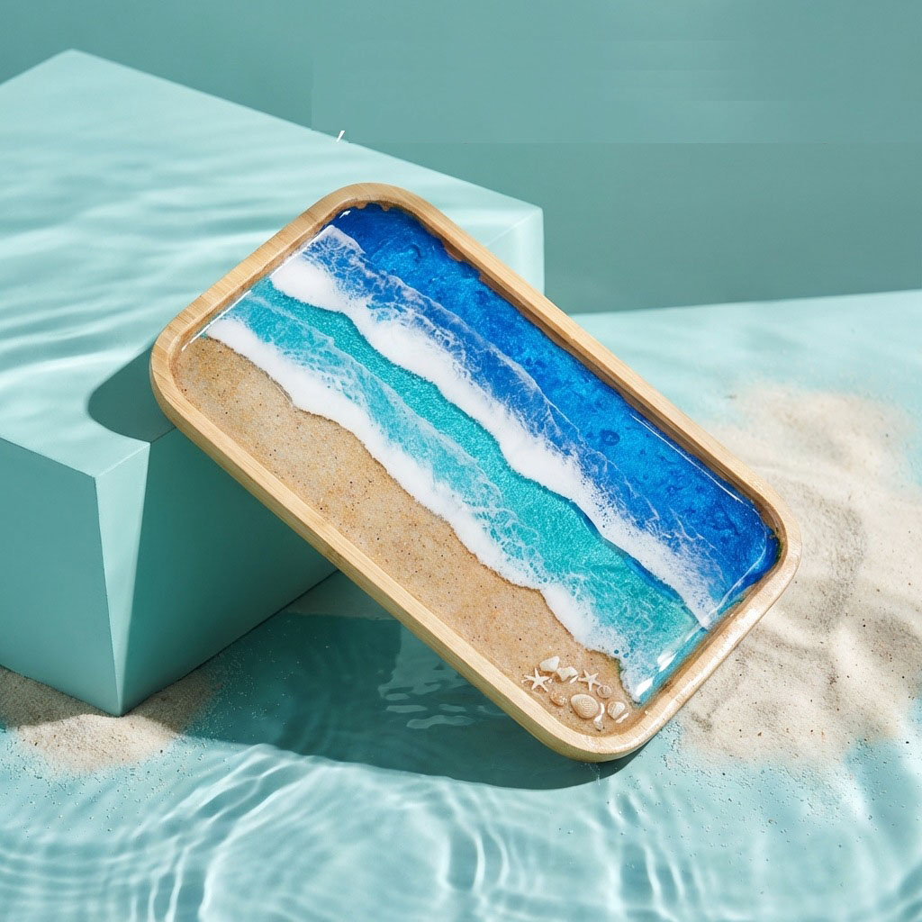 صينية ديكور خشبية من راتنج الإ - مراجعة Resin Art Dining Table وسعره